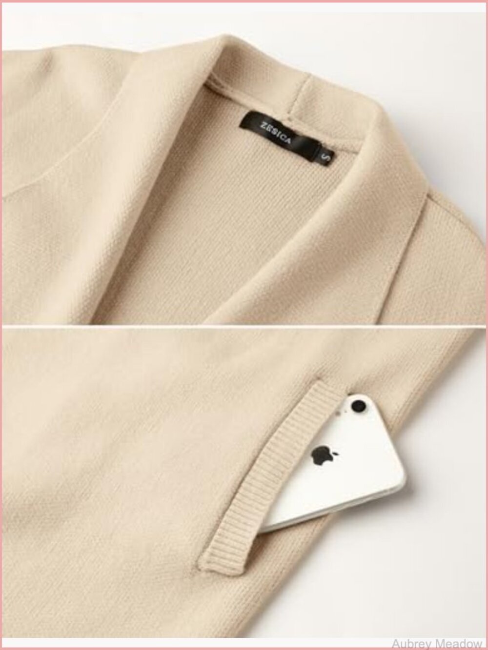 Open Front Cardigan Sweater with Pockets Long Sleeve Knit - Picture 6 of 7